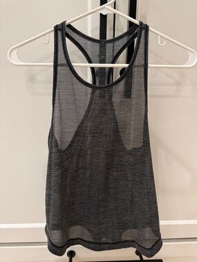lululemon athletica Black Sheer Striped Racerback Tank